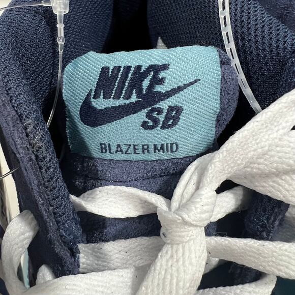 New Nike SB Blazer Mid Sneaker Navy Aqua Suede Lace Up Round Toe Men's Size 11.5 - Picture 6 of 8